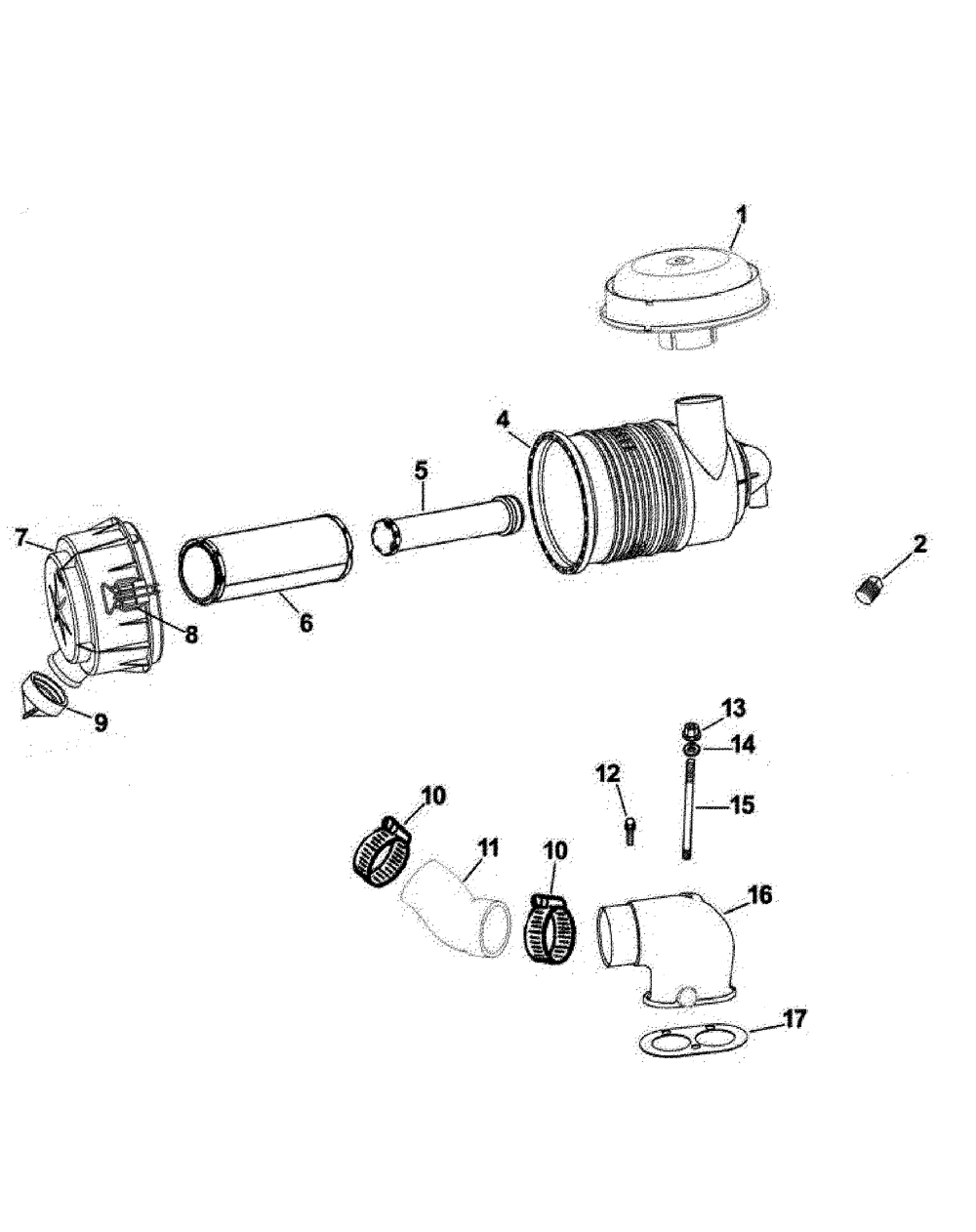 Cv745-0006 Air Intake And Filtration Diagram and Parts List for M60-KHEFI 53AB5HEX750-28-HP Cub Cadet Lawn Tractor